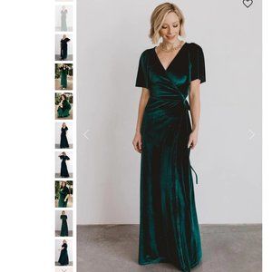 Baltic Born - Meghan Velvet Wrap Maxi Dress - Emerald - Like New